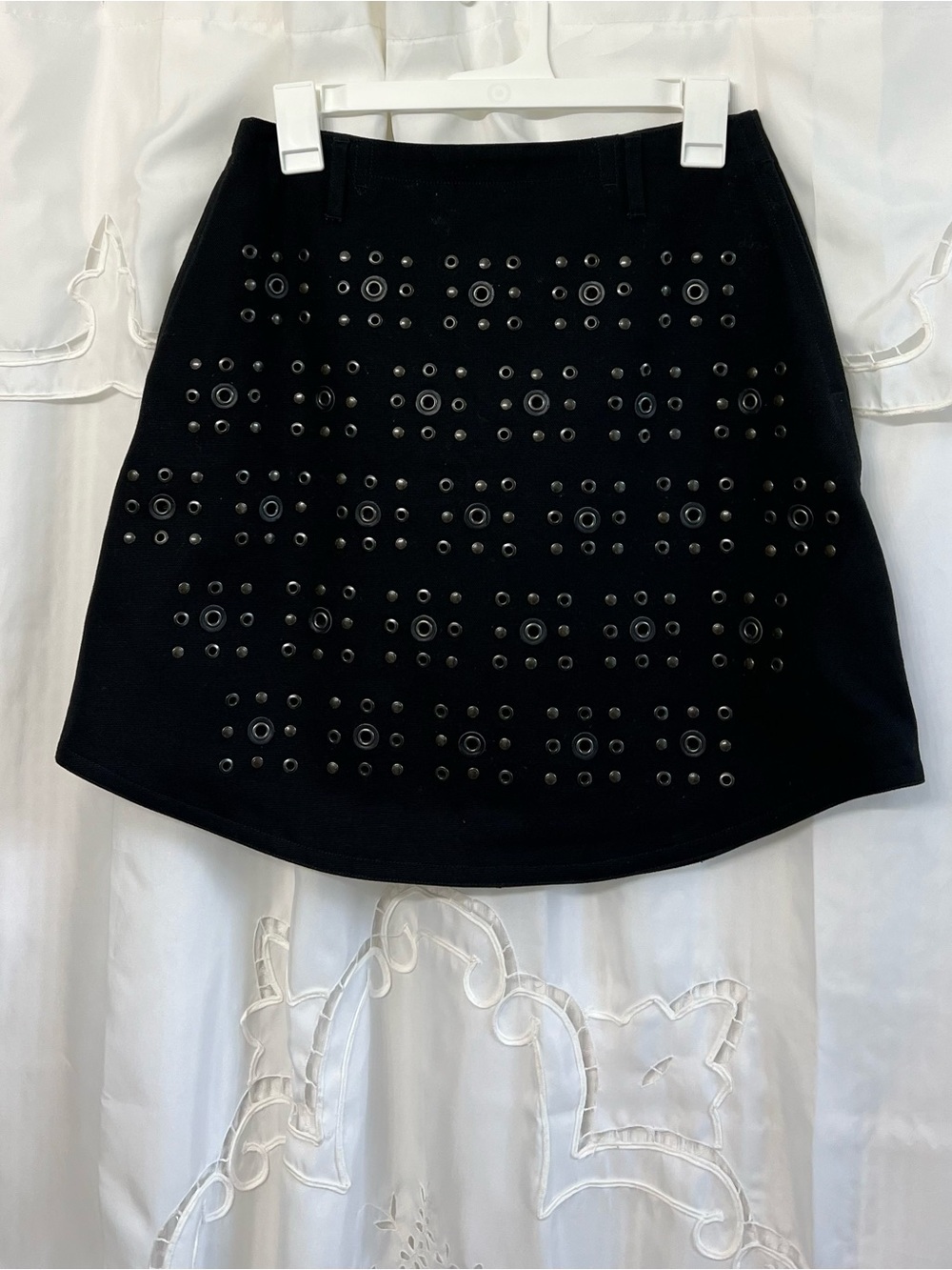 Coach Grommet Stud Canvas Leather Mini Skirt Black Size 2 NWOT